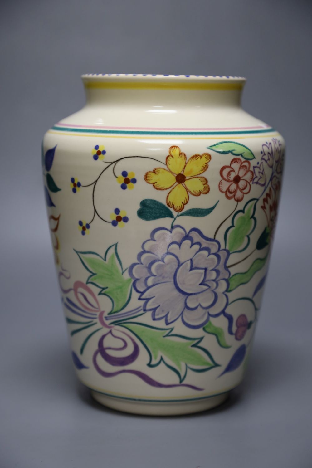 A Poole Pottery polychrome vase, circa 1960, 24cm